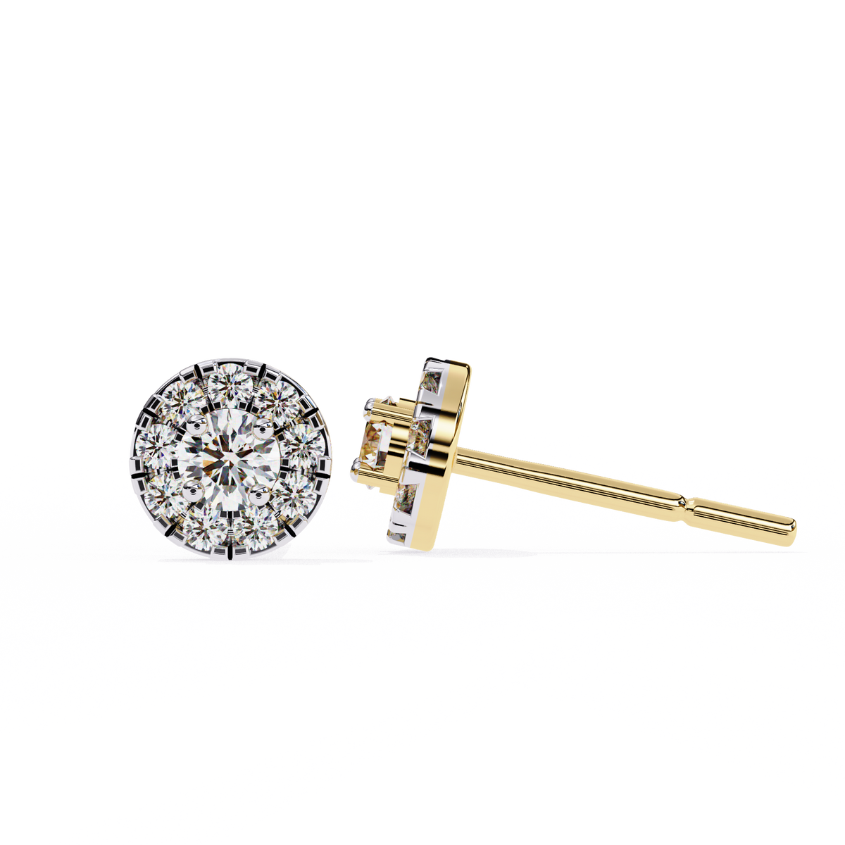 Colorless Round Diamond Halo Earrings Close-Up Detail