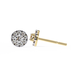 Colorless Round Diamond Halo Earrings Close-Up Detail