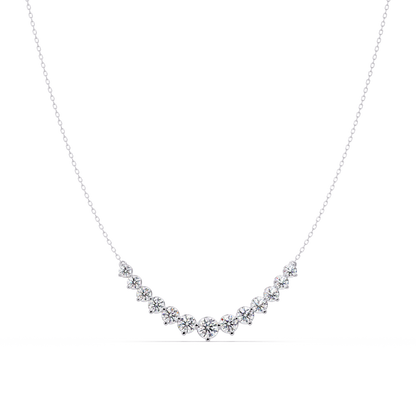 Round Cut Curved Bar Lab Grown Diamond White Gold Necklace - HIGHCARAT DIAMONDS