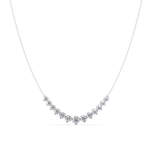 Round Cut Curved Bar Lab Grown Diamond White Gold Necklace - HIGHCARAT DIAMONDS