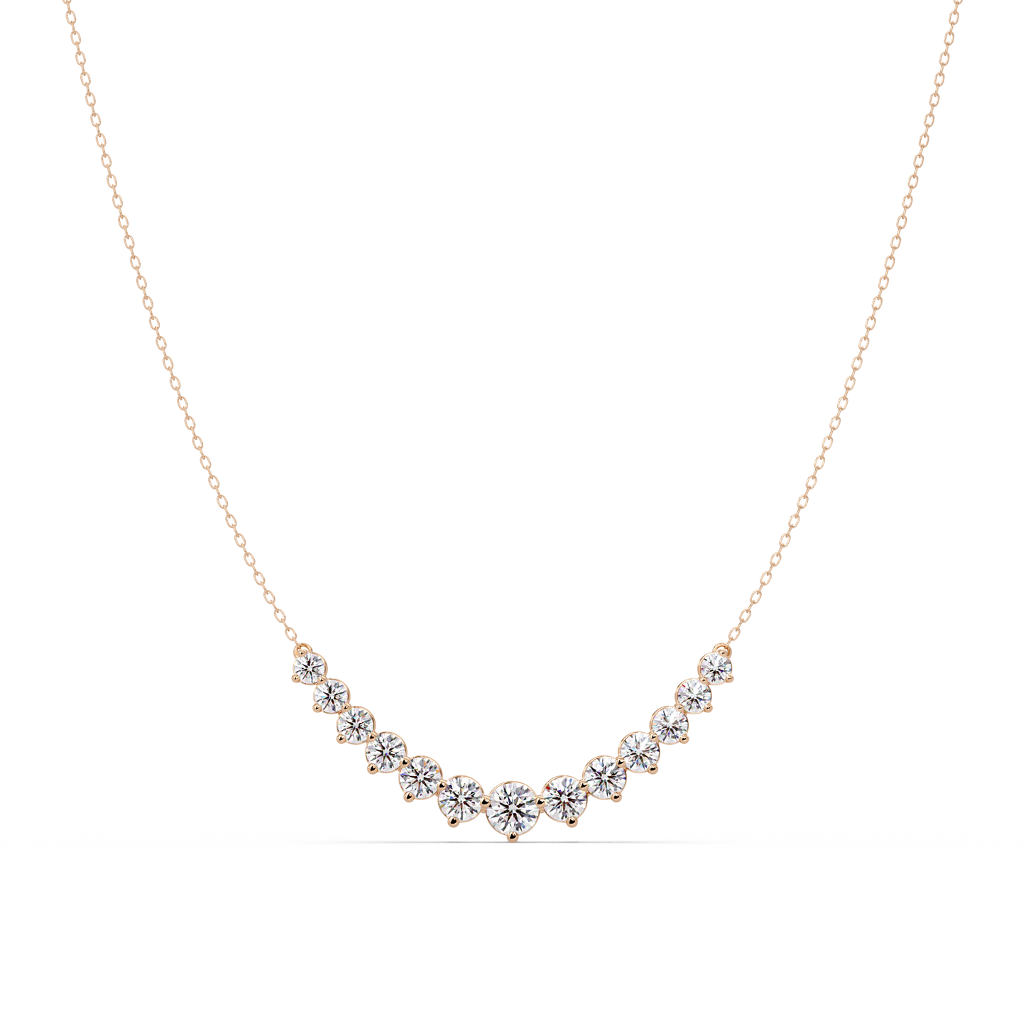 Round Cut Curved Bar Lab Grown Diamond White Gold Necklace - HIGHCARAT DIAMONDS