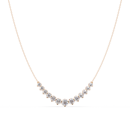 Round Cut Curved Bar Lab Grown Diamond White Gold Necklace - HIGHCARAT DIAMONDS