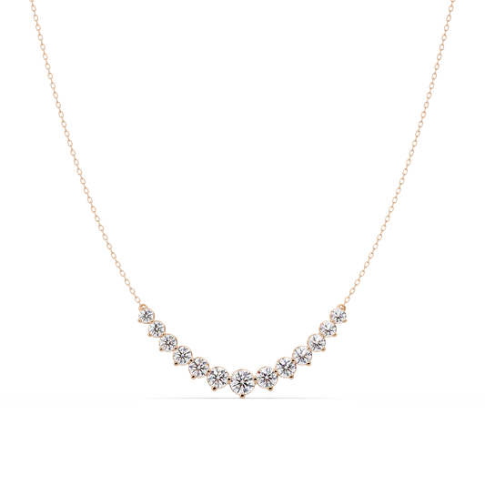 Round Cut Curved Bar Lab Grown Diamond White Gold Necklace - HIGHCARAT DIAMONDS