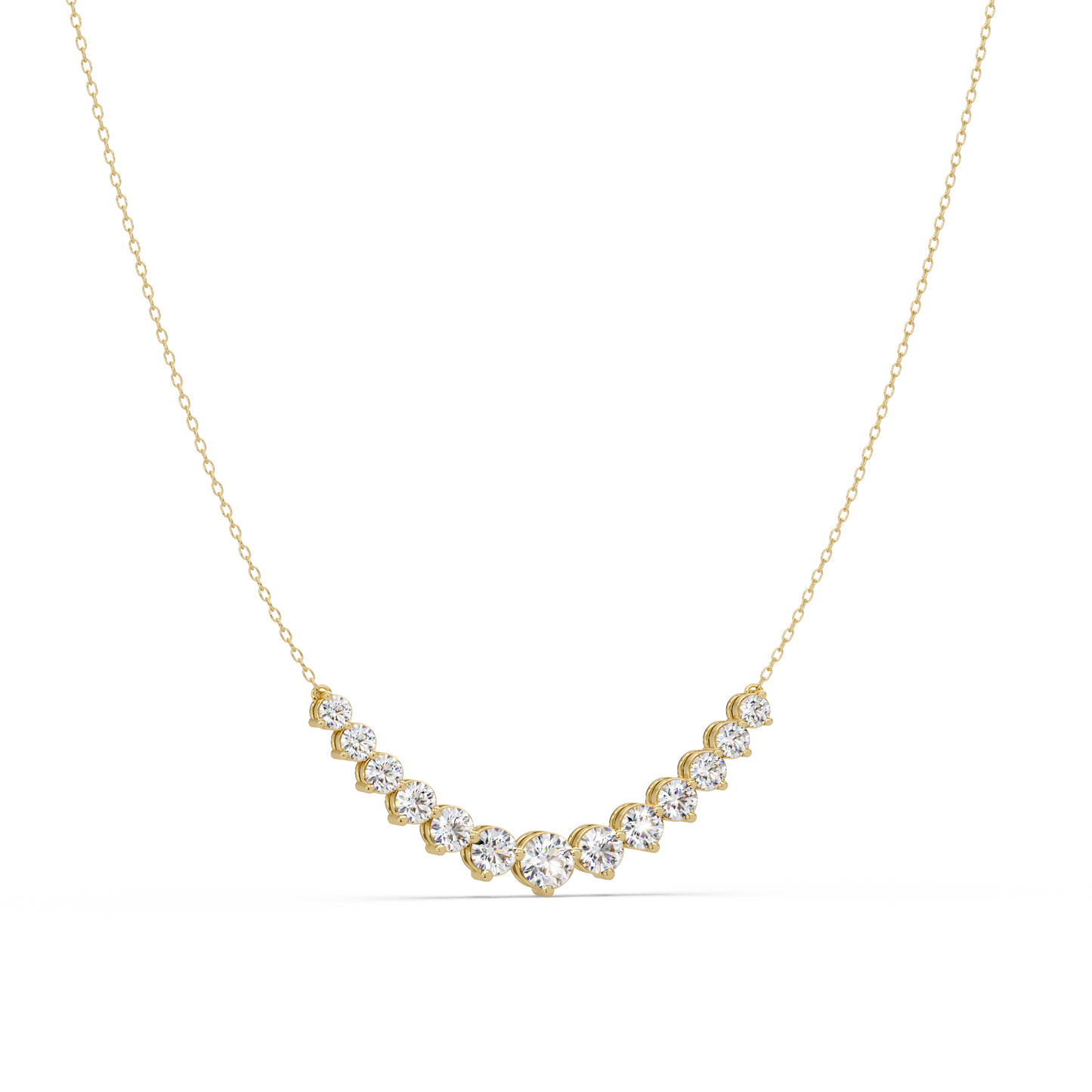 Round Cut Curved Bar Lab Grown Diamond White Gold Necklace - HIGHCARAT DIAMONDS