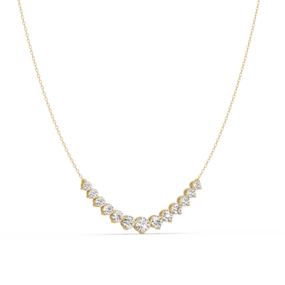 Round Cut Curved Bar Lab Grown Diamond White Gold Necklace - HIGHCARAT DIAMONDS