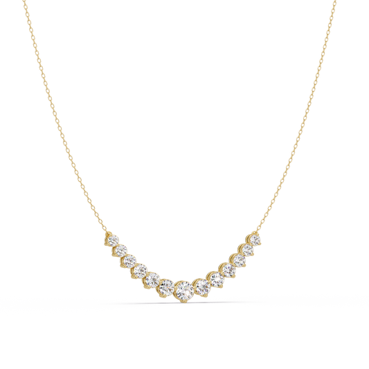 Round Cut Curved Bar Lab Grown Diamond White Gold Necklace - HIGHCARAT DIAMONDS