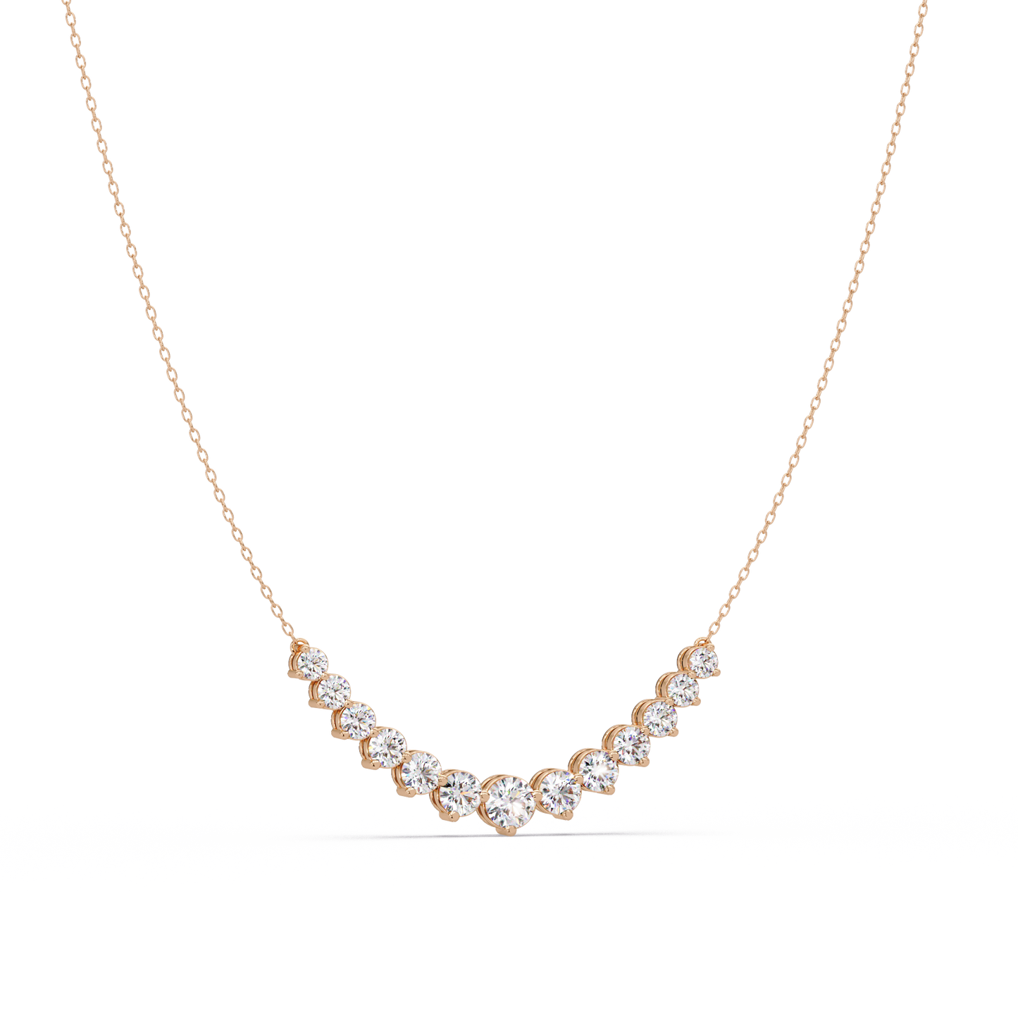 Round Cut Curved Bar Lab Grown Diamond White Gold Necklace - HIGHCARAT DIAMONDS