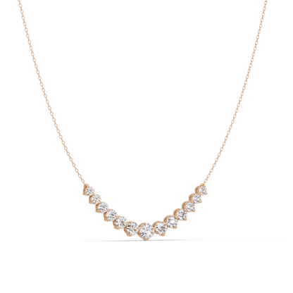 Round Cut Curved Bar Lab Grown Diamond White Gold Necklace - HIGHCARAT DIAMONDS