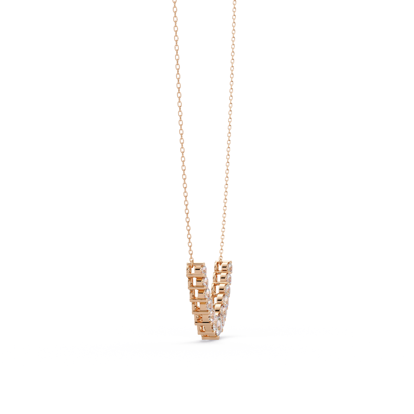 Round Cut Curved Bar Lab Grown Diamond White Gold Necklace - HIGHCARAT DIAMONDS