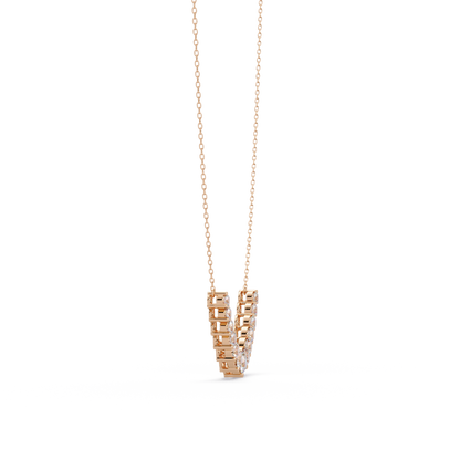 Round Cut Curved Bar Lab Grown Diamond White Gold Necklace - HIGHCARAT DIAMONDS