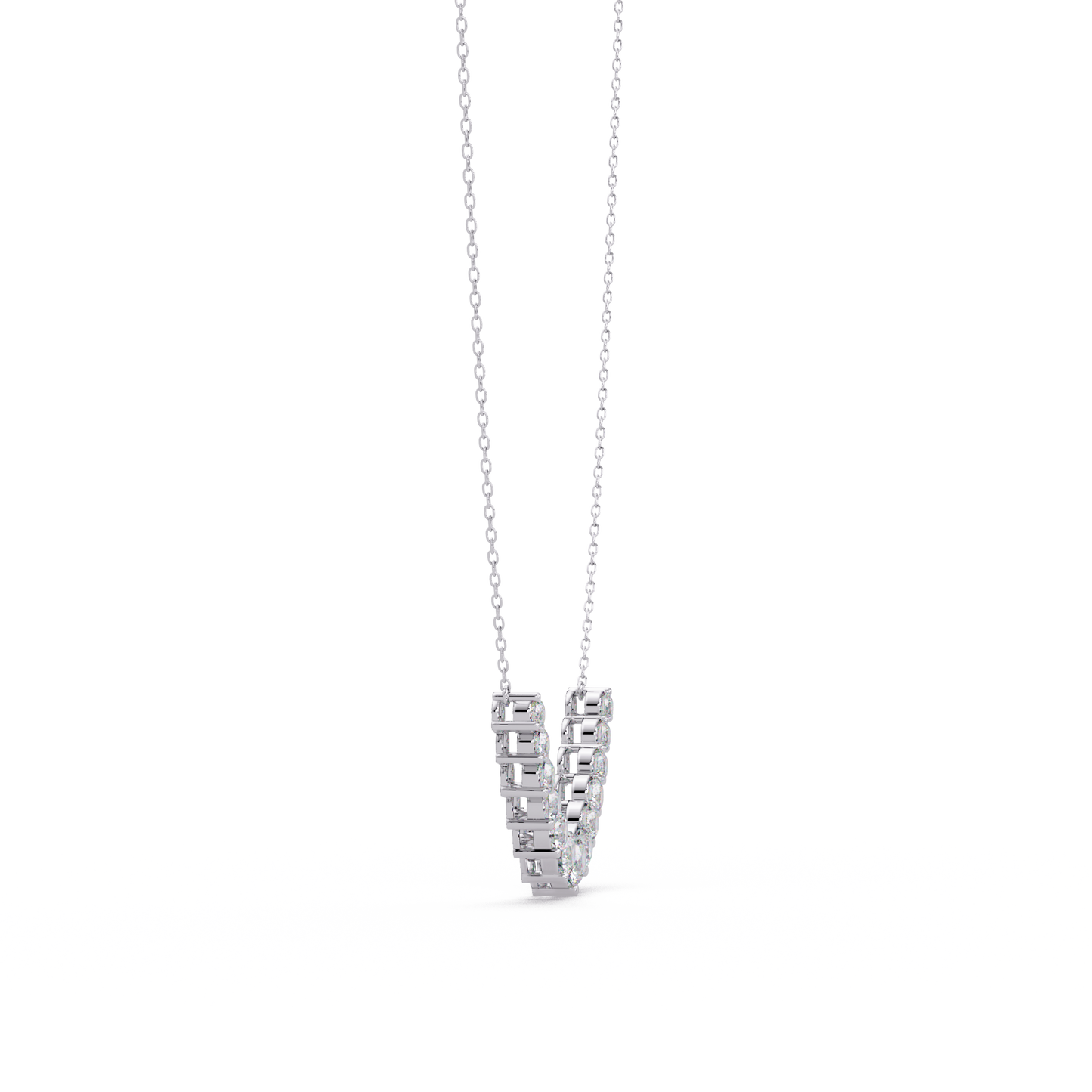 Round Cut Curved Bar Lab Grown Diamond White Gold Necklace - HIGHCARAT DIAMONDS