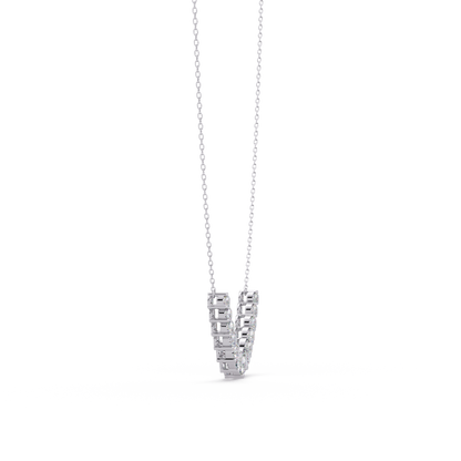Round Cut Curved Bar Lab Grown Diamond White Gold Necklace - HIGHCARAT DIAMONDS
