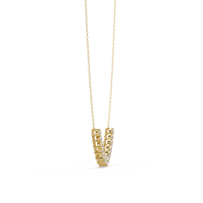 Round Cut Curved Bar Lab Grown Diamond White Gold Necklace - HIGHCARAT DIAMONDS