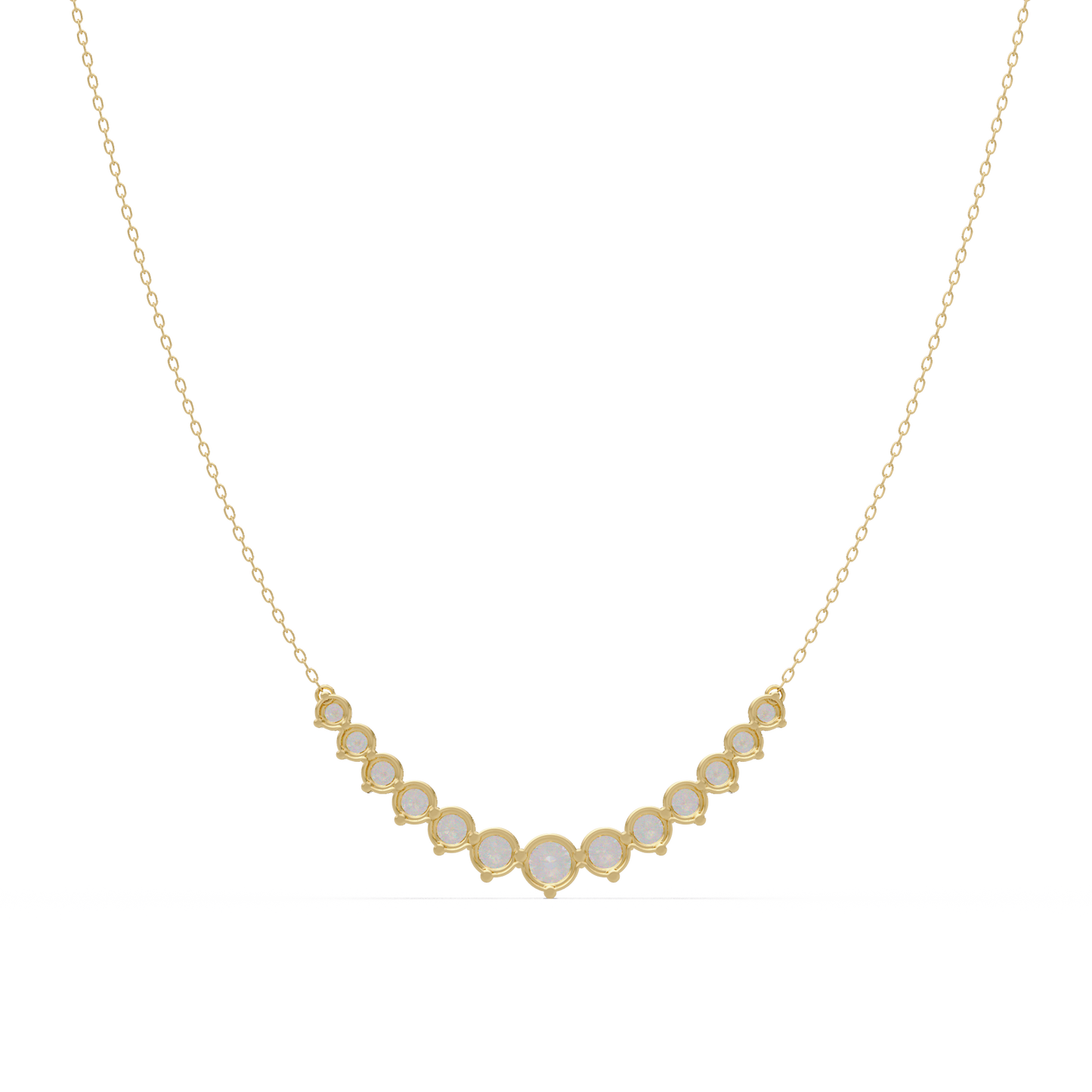 Round Cut Curved Bar Lab Grown Diamond White Gold Necklace - HIGHCARAT DIAMONDS