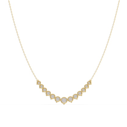 Round Cut Curved Bar Lab Grown Diamond White Gold Necklace - HIGHCARAT DIAMONDS