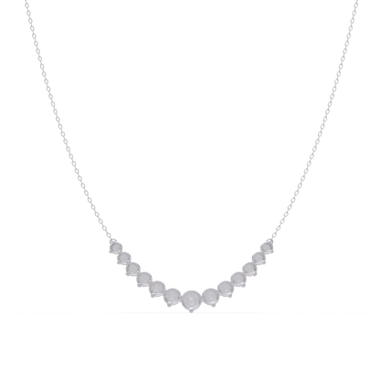 Round Cut Curved Bar Lab Grown Diamond White Gold Necklace - HIGHCARAT DIAMONDS