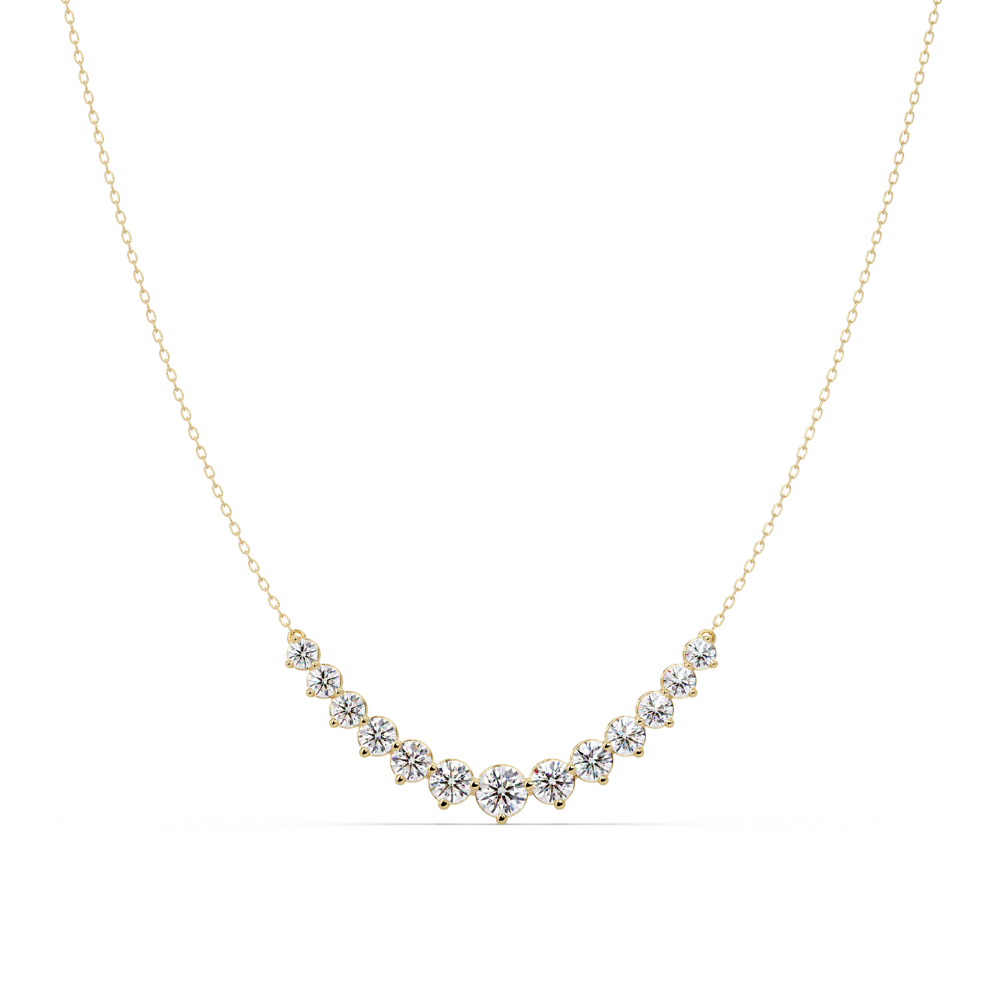 Round Cut Curved Bar Lab Grown Diamond White Gold Necklace - HIGHCARAT DIAMONDS