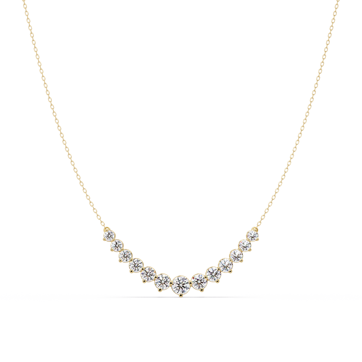 Round Cut Curved Bar Lab Grown Diamond White Gold Necklace - HIGHCARAT DIAMONDS