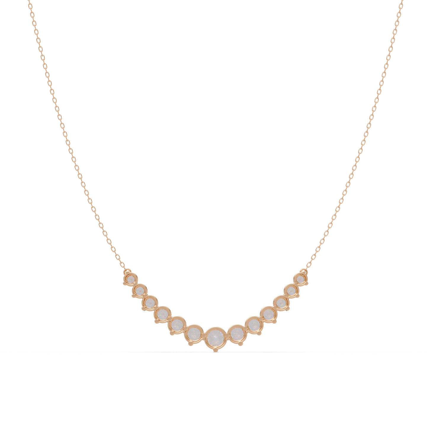 Round Cut Curved Bar Lab Grown Diamond White Gold Necklace - HIGHCARAT DIAMONDS