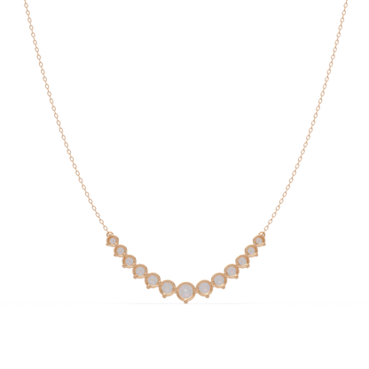 Round Cut Curved Bar Lab Grown Diamond White Gold Necklace - HIGHCARAT DIAMONDS