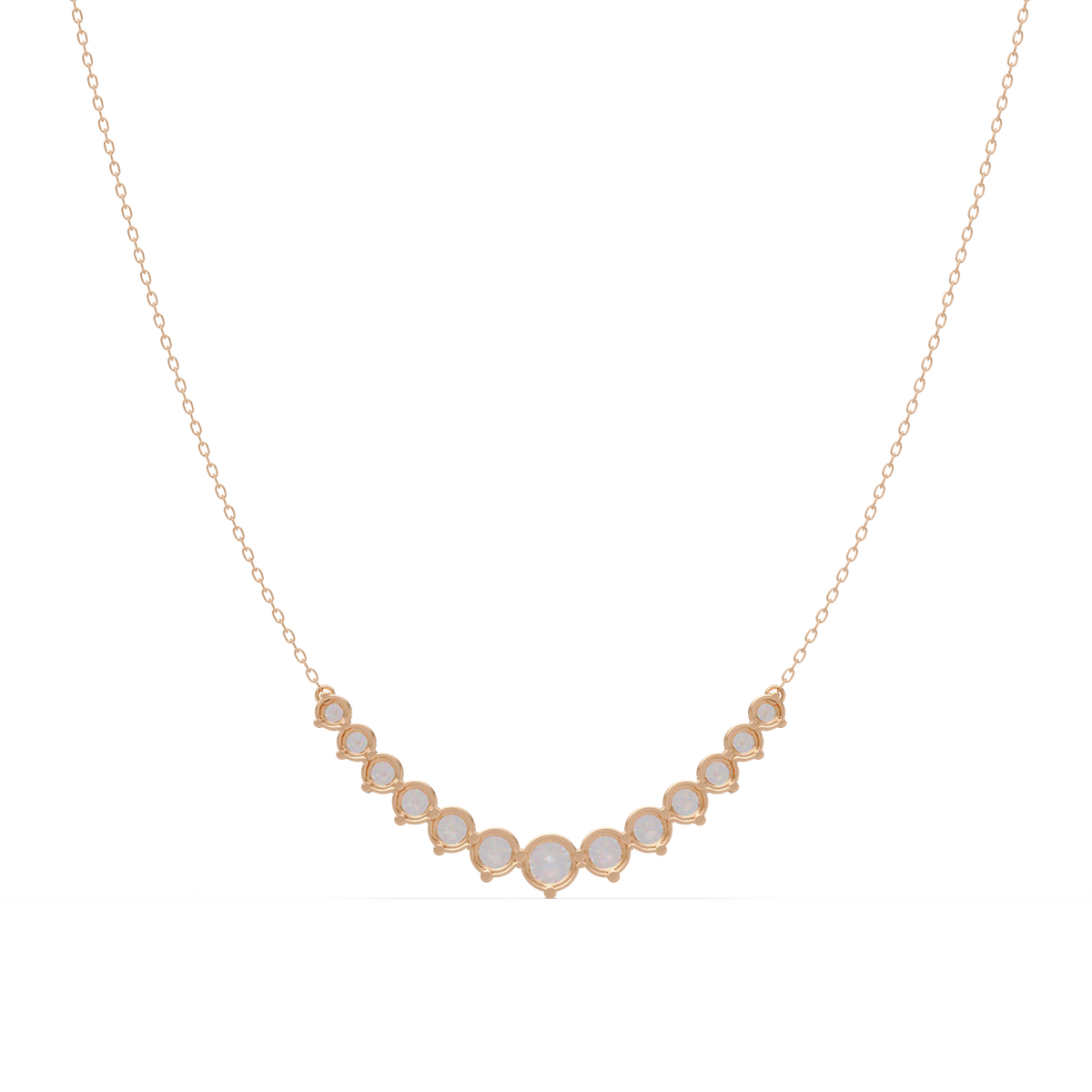 Round Cut Curved Bar Lab Grown Diamond White Gold Necklace - HIGHCARAT DIAMONDS