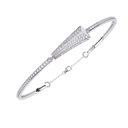 Round Cut Diamond 14k Solid Yellow Gold Unique  Art Deco Perfect Dainty Party Wear Bangle For Her - HIGHCARAT DIAMONDS