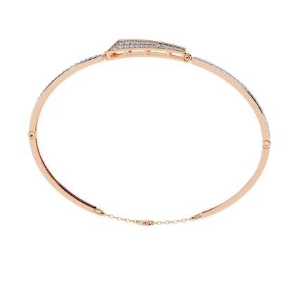 Round Cut Diamond 14k Solid Yellow Gold Unique  Art Deco Perfect Dainty Party Wear Bangle For Her - HIGHCARAT DIAMONDS
