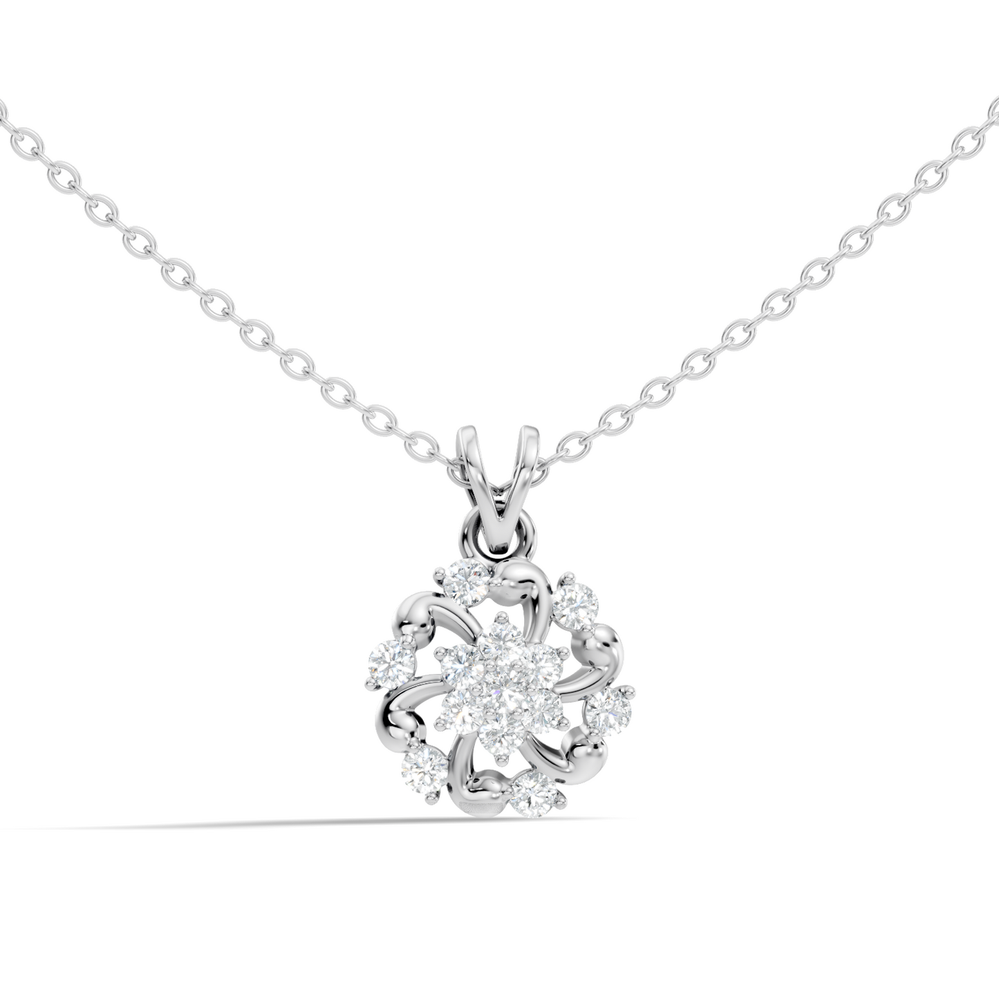 Round Cut Diamond Anniversary Pendant Minimalist In 14K Solid White Gold Gift For Her