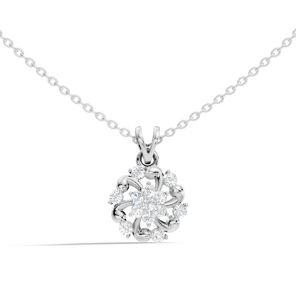 Round Cut Diamond Anniversary Pendant Minimalist In 14K Solid White Gold Gift For Her