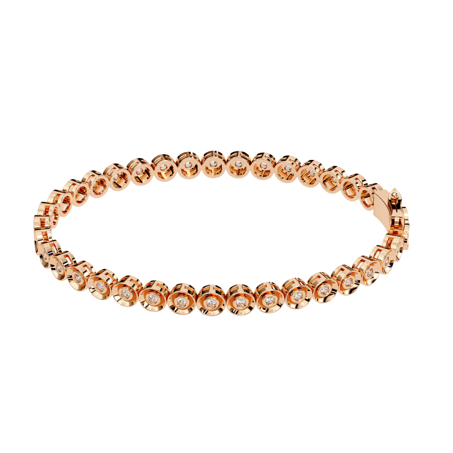 Round Cut Diamond Bezel Set Art Deco Delicate Timeless Handmade Stacking Vintage Tennis Bracelet - HIGHCARAT DIAMONDS