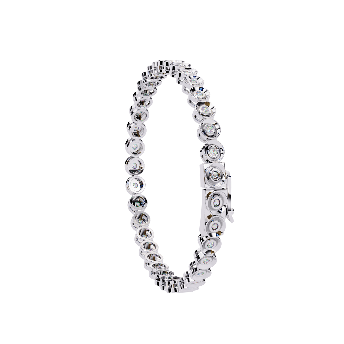 Round Cut Diamond Bezel Set Art Deco Delicate Timeless Handmade Stacking Vintage Tennis Bracelet - HIGHCARAT DIAMONDS
