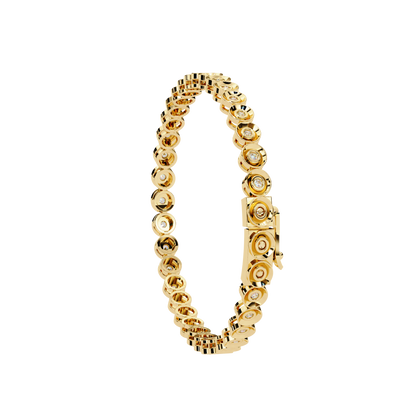 Round Cut Diamond Bezel Set Art Deco Delicate Timeless Handmade Stacking Vintage Tennis Bracelet - HIGHCARAT DIAMONDS