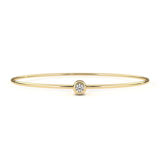 Round Cut Diamond Bezel Set Dainty Solitaire Simple Unique Handmade Bangle Bracelet For Gift - HIGHCARAT DIAMONDS