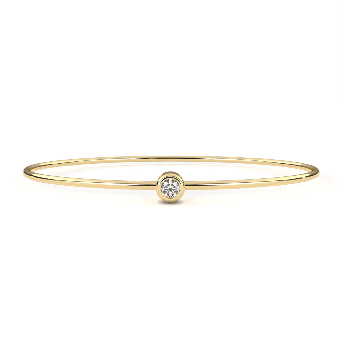 Round Cut Diamond Bezel Set Dainty Solitaire Simple Unique Handmade Bangle Bracelet For Gift - HIGHCARAT DIAMONDS