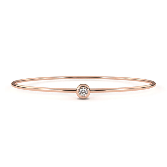 Round Cut Diamond Bezel Set Dainty Solitaire Simple Unique Handmade Bangle Bracelet For Gift - HIGHCARAT DIAMONDS