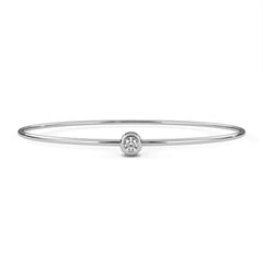 Round Cut Diamond Bezel Set Dainty Solitaire Simple Unique Handmade Bangle Bracelet For Gift - HIGHCARAT DIAMONDS