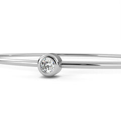 Round Cut Diamond Bezel Set Dainty Solitaire Simple Unique Handmade Bangle Bracelet For Gift - HIGHCARAT DIAMONDS