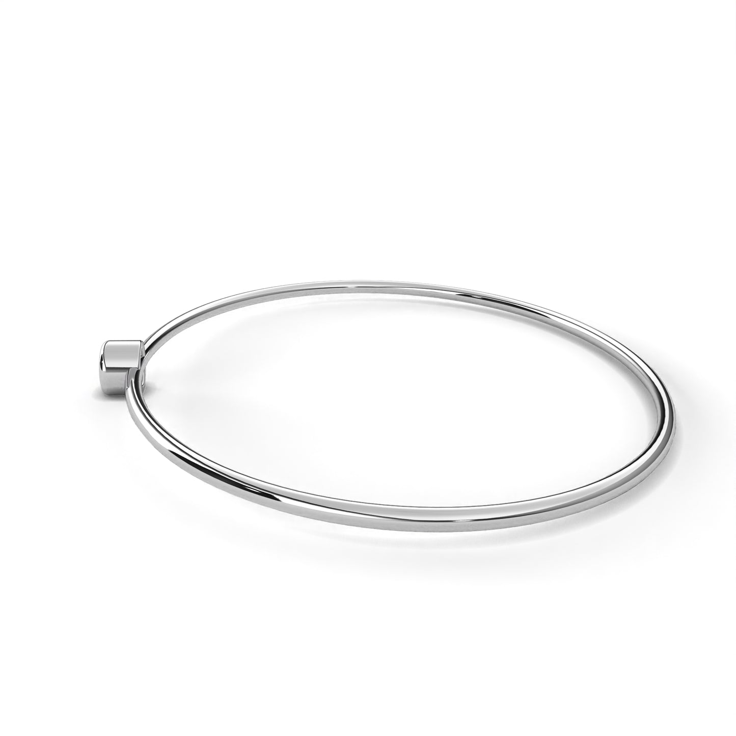 Round Cut Diamond Bezel Set Dainty Solitaire Simple Unique Handmade Bangle Bracelet For Gift