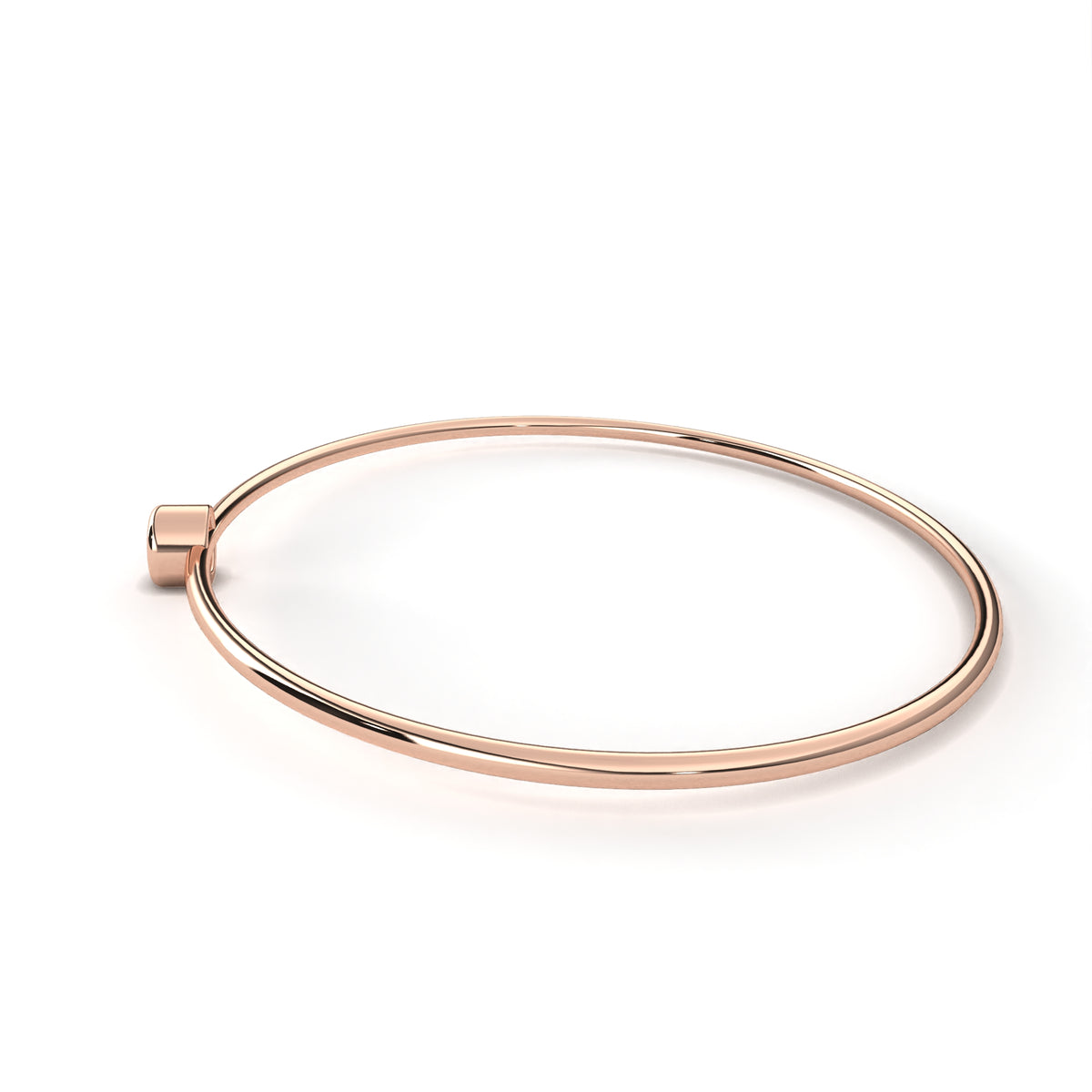 Round Cut Diamond Bezel Set Dainty Solitaire Simple Unique Handmade Bangle Bracelet For Gift - HIGHCARAT DIAMONDS
