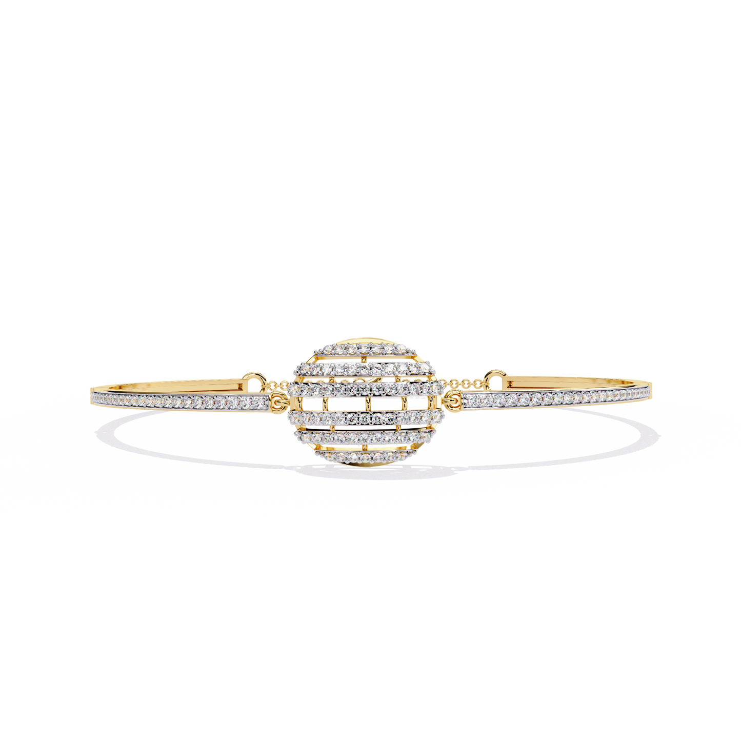 Round Cut Diamond Cluster Modern Perfect Minimalist Hand Crafted Wedding Cuff Bracelet For Her