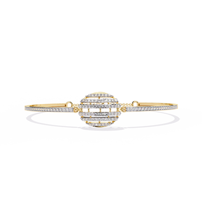 Round Cut Diamond Cluster Modern Perfect Minimalist Hand Crafted Wedding Cuff Bracelet For Her