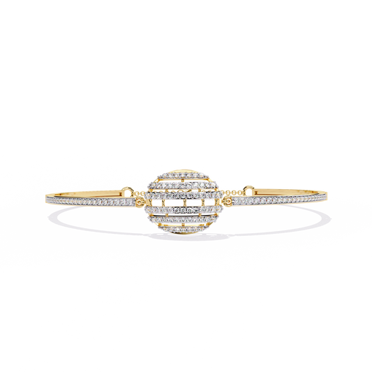 Round Cut Diamond Cluster Modern Perfect Minimalist Hand Crafted Wedding Cuff Bracelet For Her - HIGHCARAT DIAMONDS