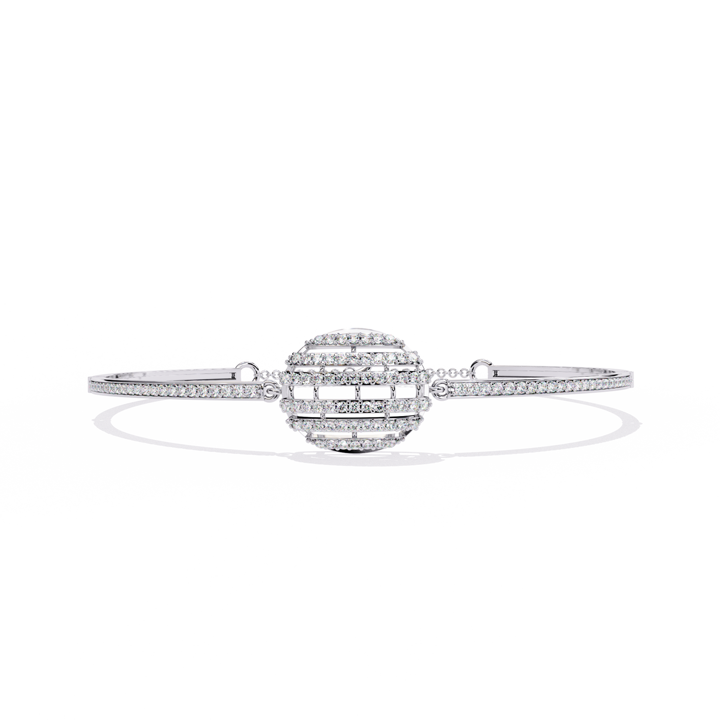 Round Cut Diamond Cluster Modern Perfect Minimalist Hand Crafted Wedding Cuff Bracelet For Her