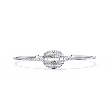 Round Cut Diamond Cluster Modern Perfect Minimalist Hand Crafted Wedding Cuff Bracelet For Her