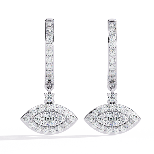 Round Cut Diamond Evil Eye Shape Antique Art Deco Dainty Sparkling Fabulous Huggie Hoop Wedding Earring - HIGHCARAT DIAMONDS