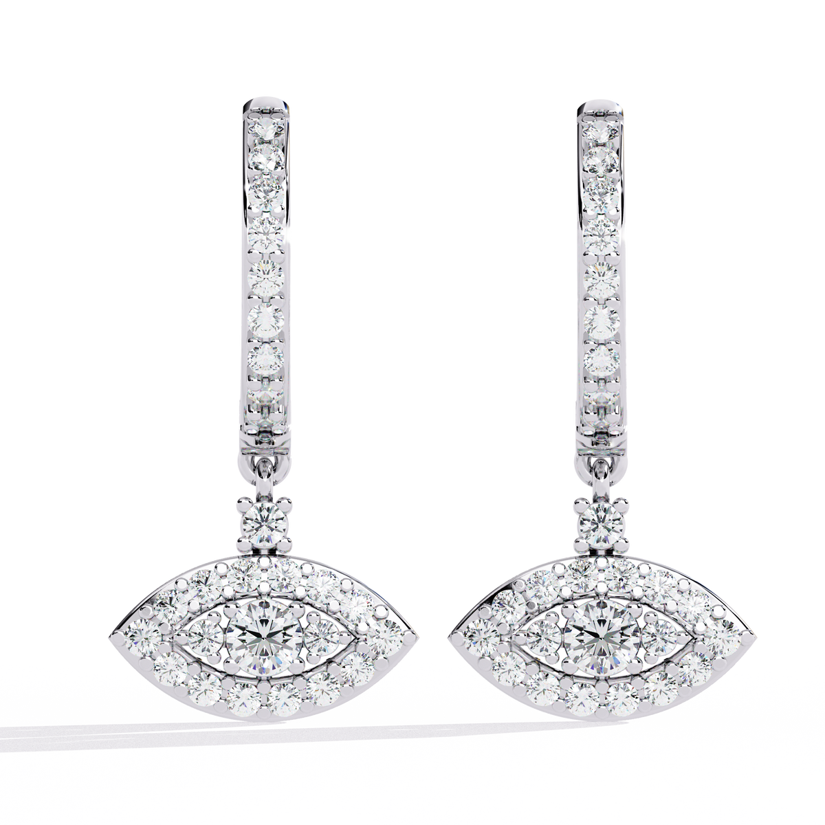 Round Cut Diamond Evil Eye Shape Antique Art Deco Dainty Sparkling Fabulous Huggie Hoop Wedding Earring - HIGHCARAT DIAMONDS