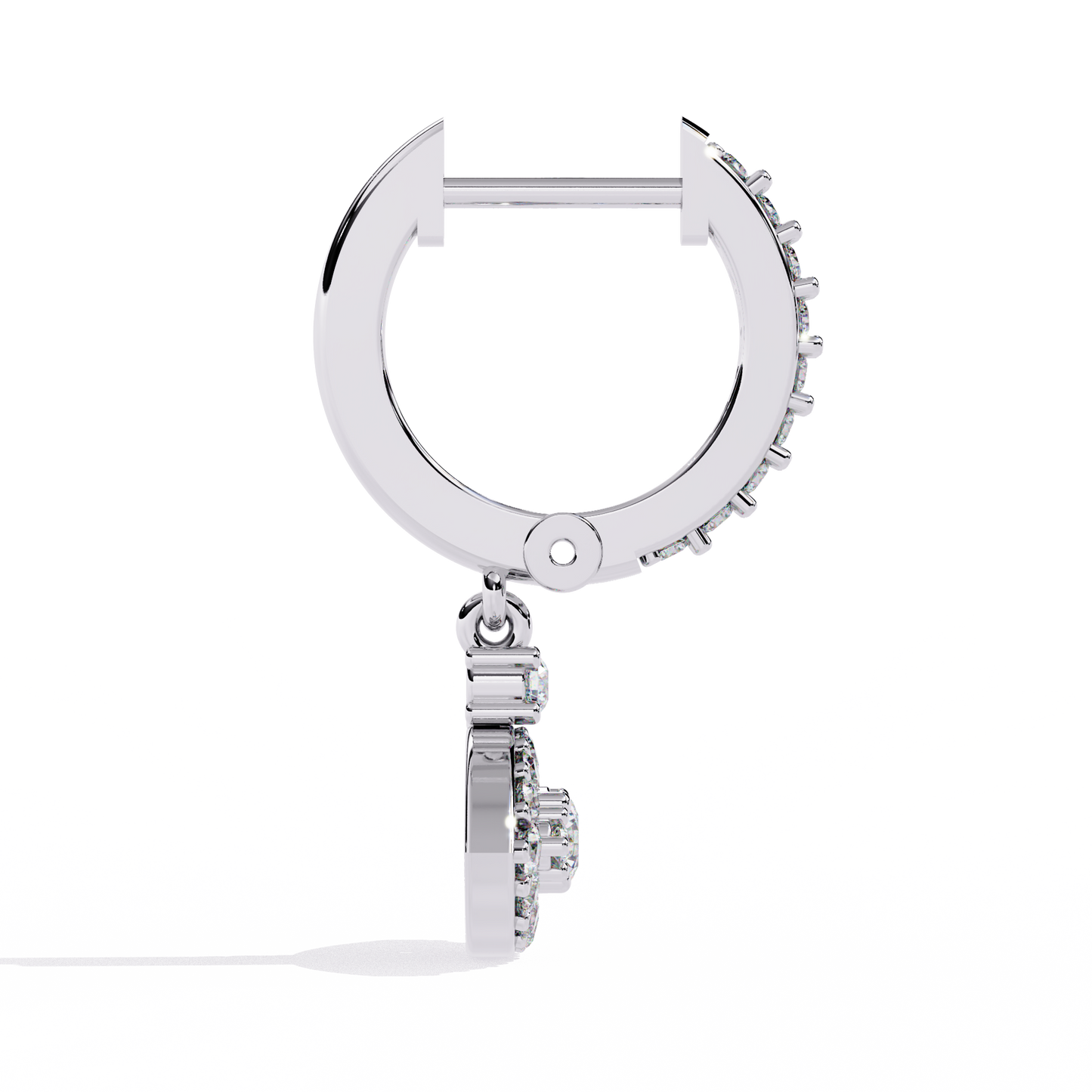 Round Cut Diamond Evil Eye Shape Antique Art Deco Dainty Sparkling Fabulous Huggie Hoop Wedding Earring