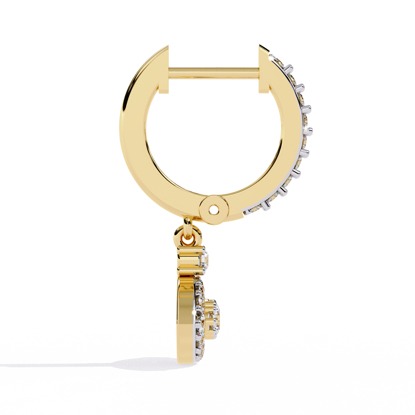 Round Cut Diamond Evil Eye Shape Antique Art Deco Dainty Sparkling Fabulous Huggie Hoop Wedding Earring