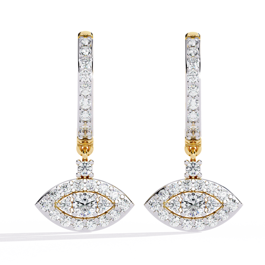 Round Cut Diamond Evil Eye Shape Antique Art Deco Dainty Sparkling Fabulous Huggie Hoop Wedding Earring - HIGHCARAT DIAMONDS