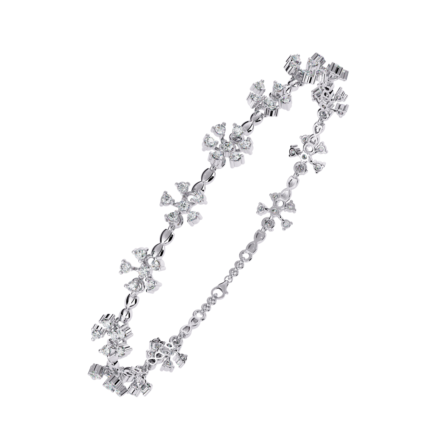 Round Cut Diamond Flower Shape Antique Stunning Sparkling Prefect Party Wear Tennis Bracelet - HIGHCARAT DIAMONDS